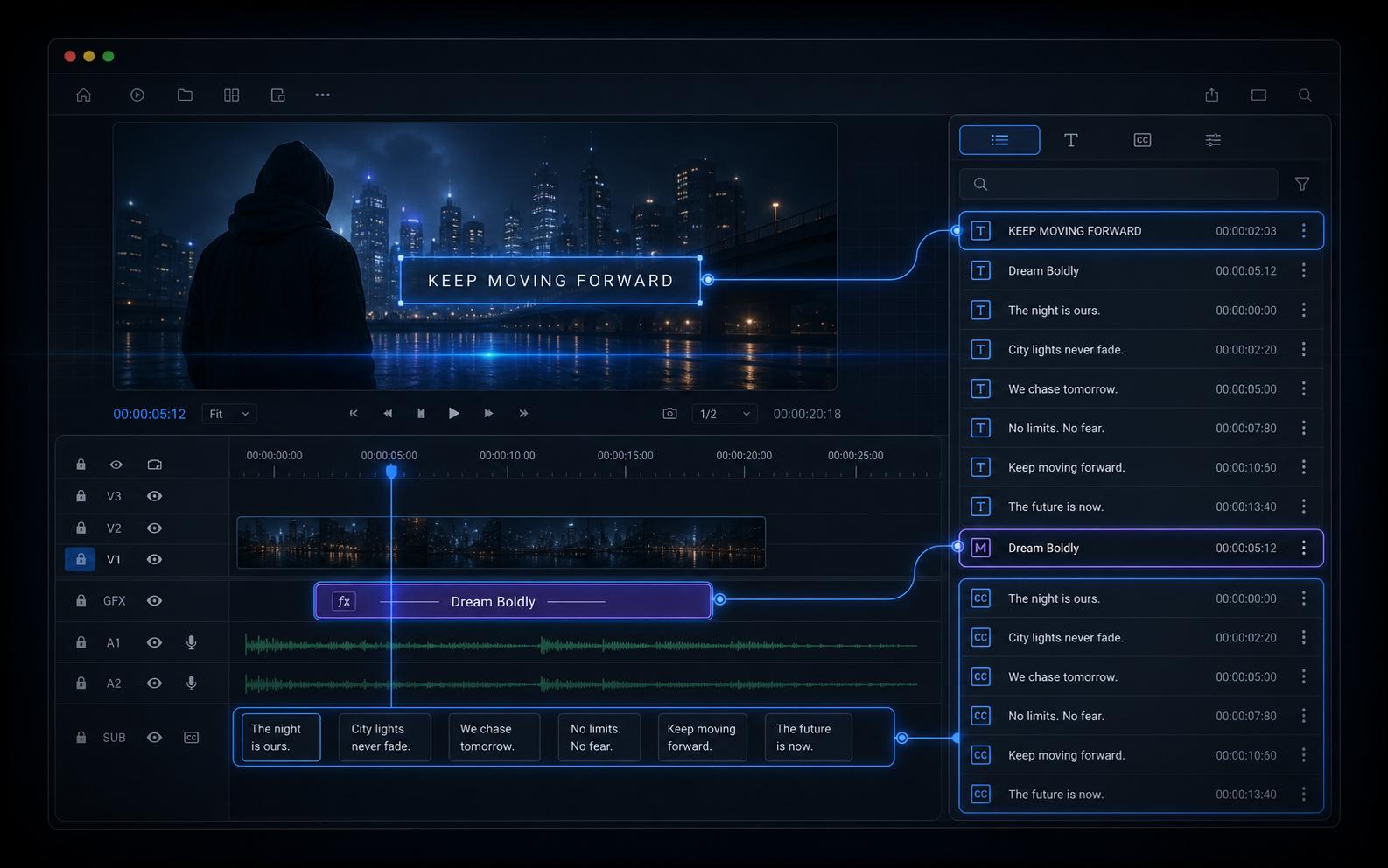 Detect any piece of text from your Premiere project