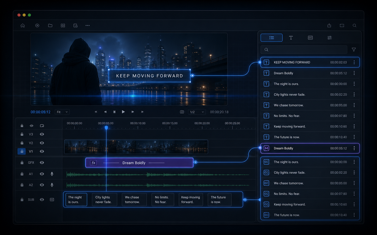 Detect any piece of text from your Premiere project