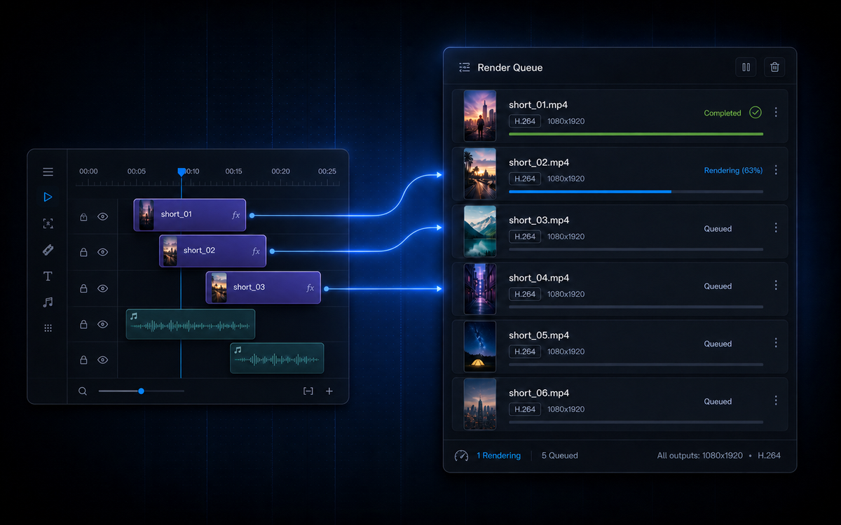 Send all shorts to media encoder to manage your exports your way