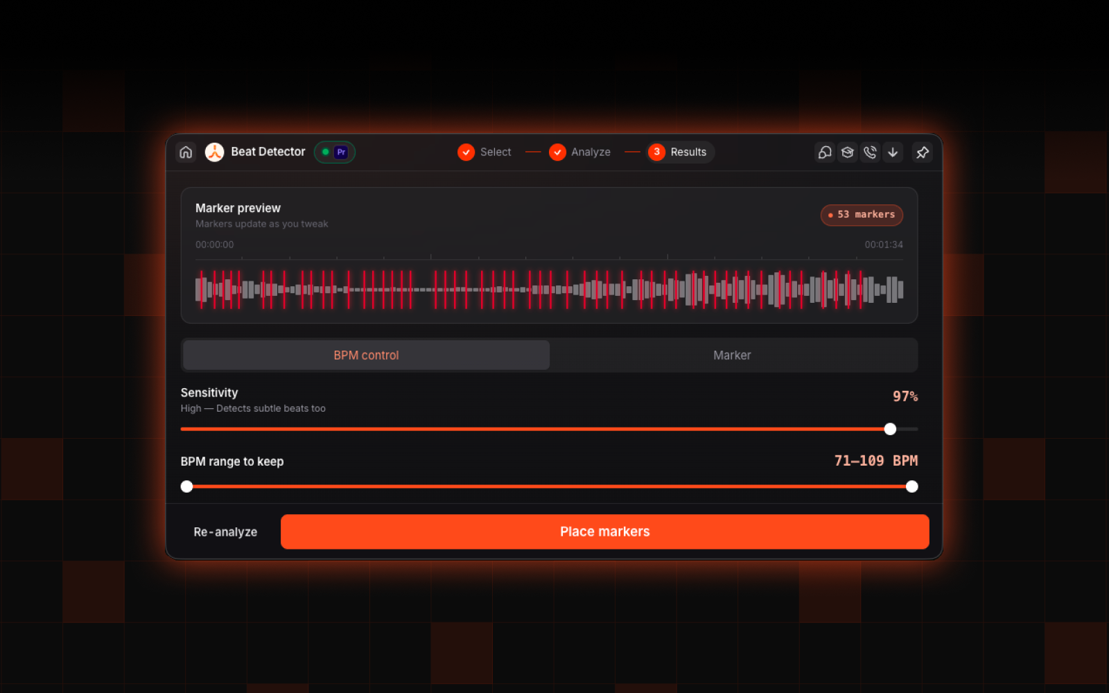UI BeatDetector BPM Settings