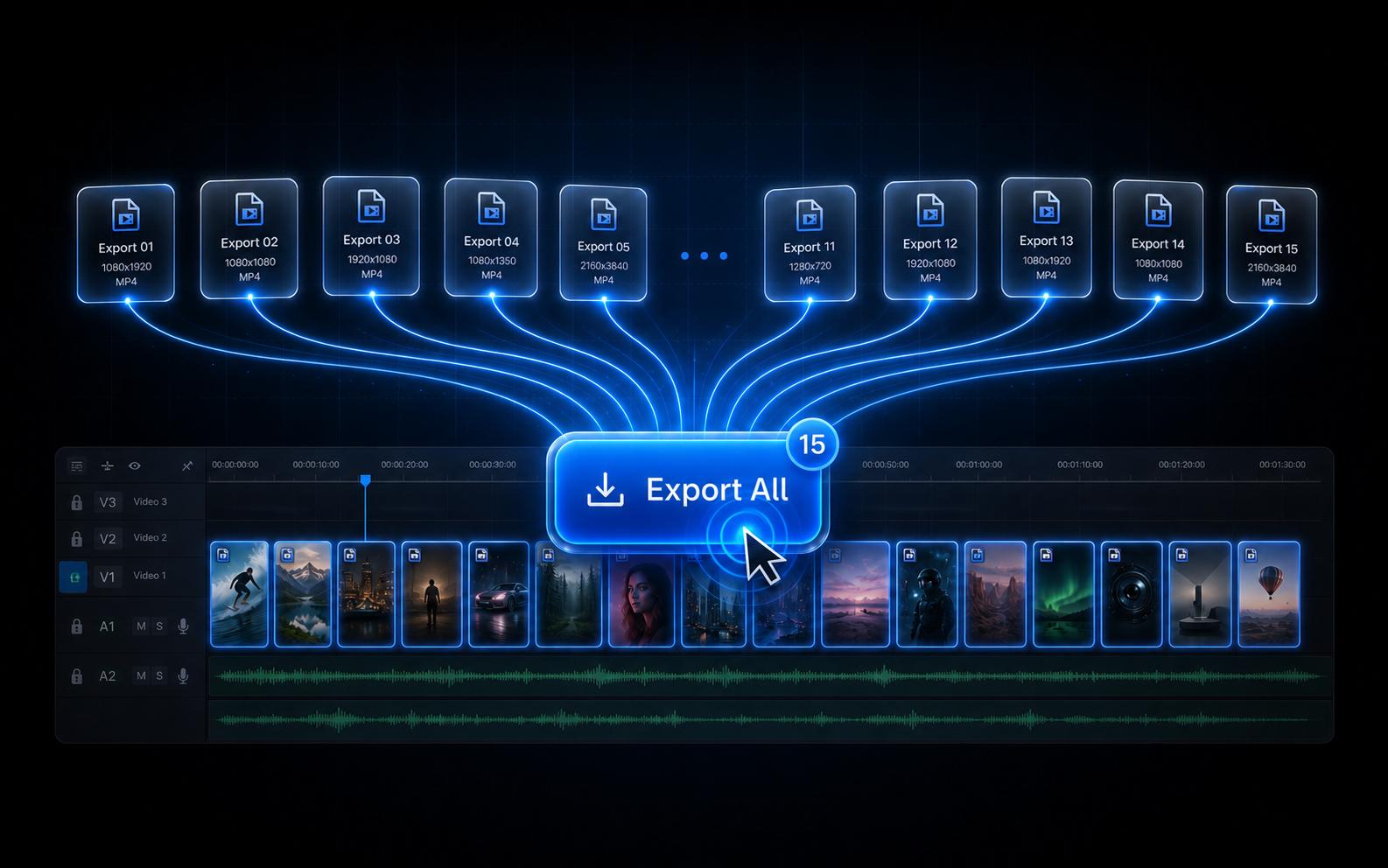 Export all shorts from one button only
