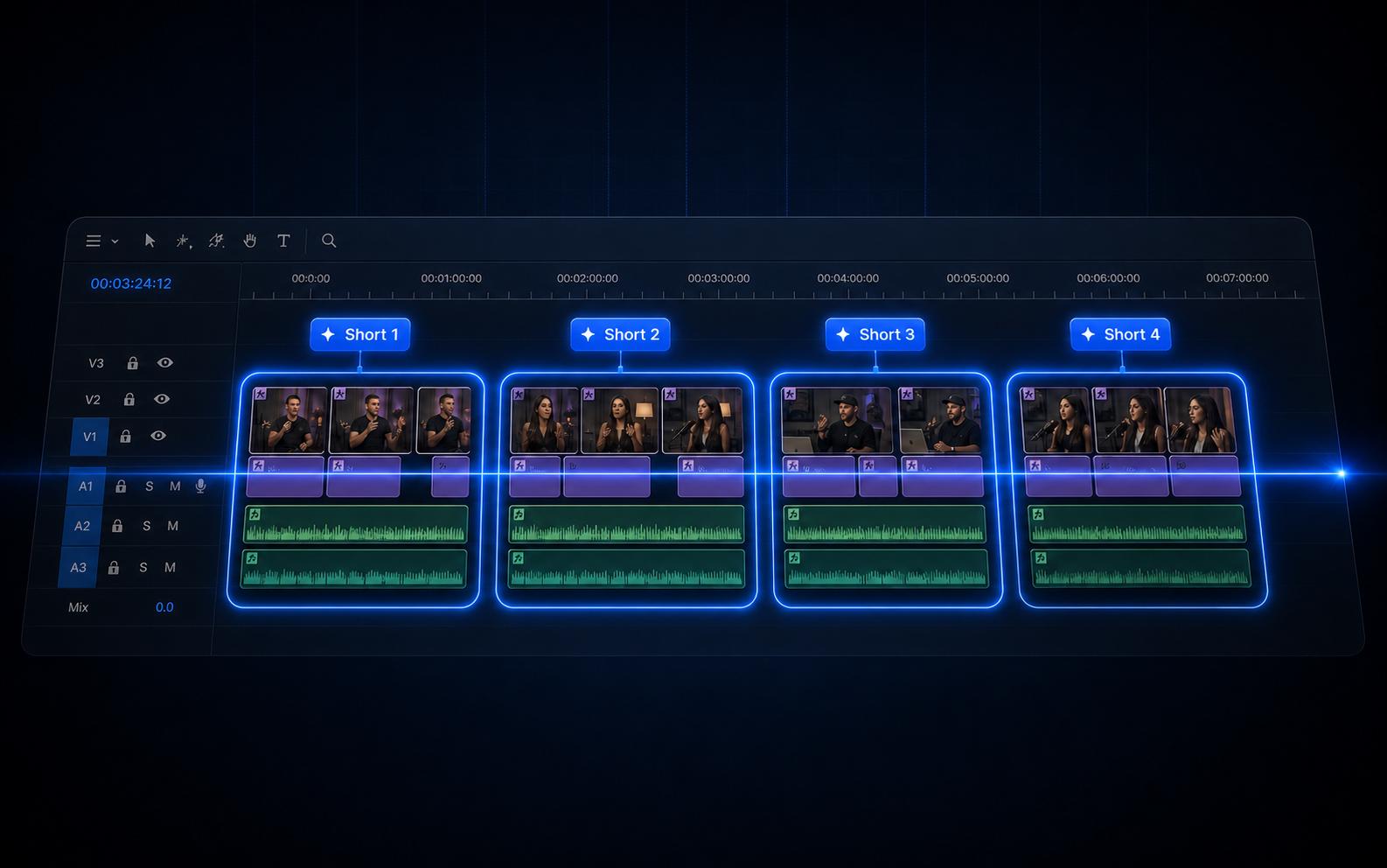 Timeline cut automatically to multiple shorts
