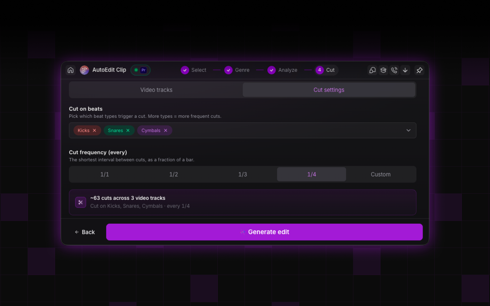 Choose your type of cuts UI