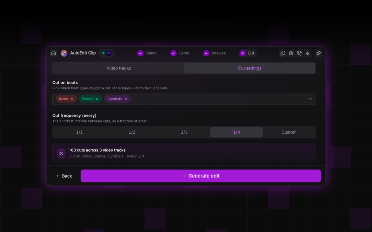 Choose your type of cuts UI